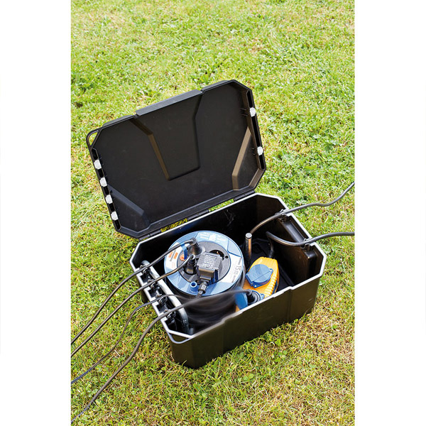 Box a tenuta all'acqua per collegamento spine elettriche pompe laghetto Pozzetto esterno collegamenti elettrici stagni. ip 65